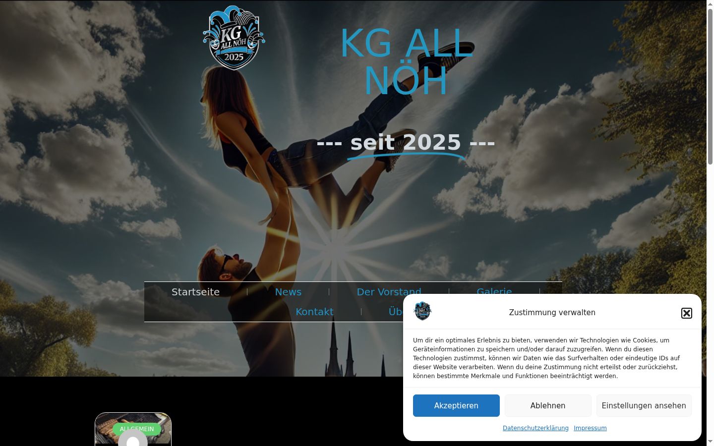 Screenshot des Einwilligungsbanners vor jeglicher Interaktion