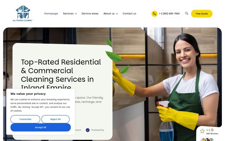 Kuvakaappaus sivustosta all-powercleaning.com