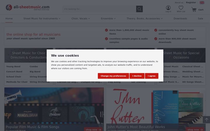 Screenshot of all-sheetmusic.com