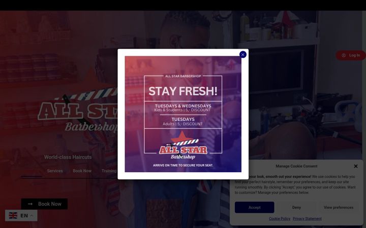 Screenshot of all-star-barbershop.com