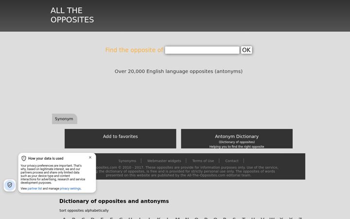 Screenshot of all-the-opposites.com