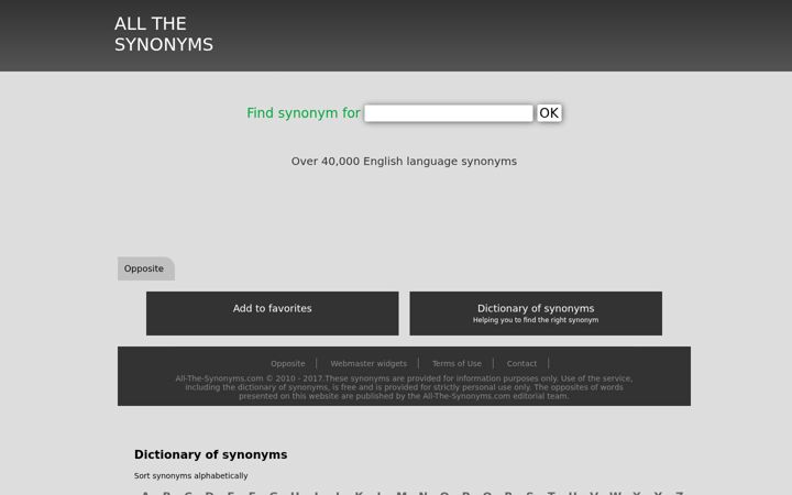 Screenshot of all-the-synonyms.com