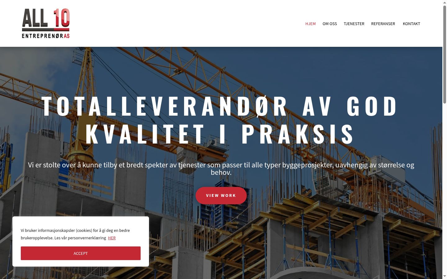 Skärmbild av samtyckesbannern som visades före någon interaktion