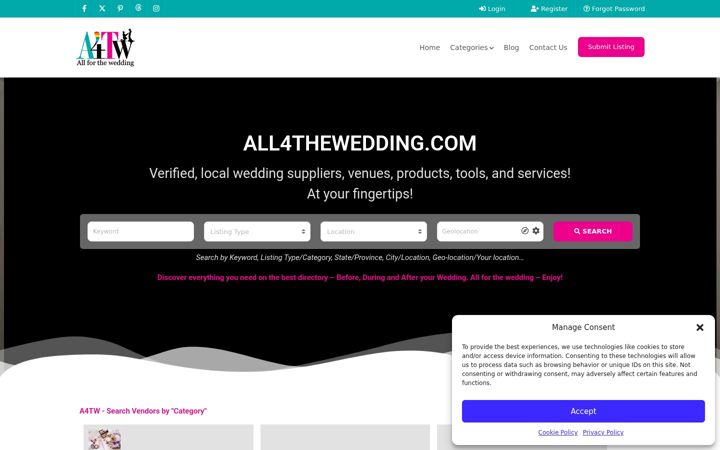 Screenshot of all4thewedding.com