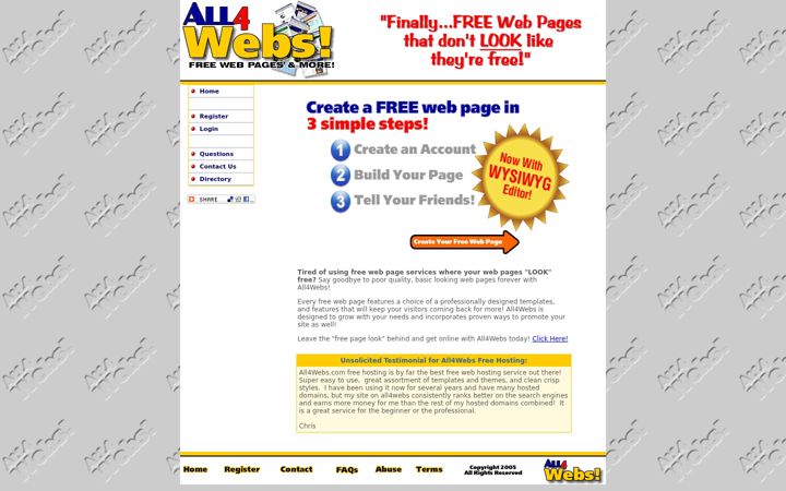 Screenshot of all4webs.com