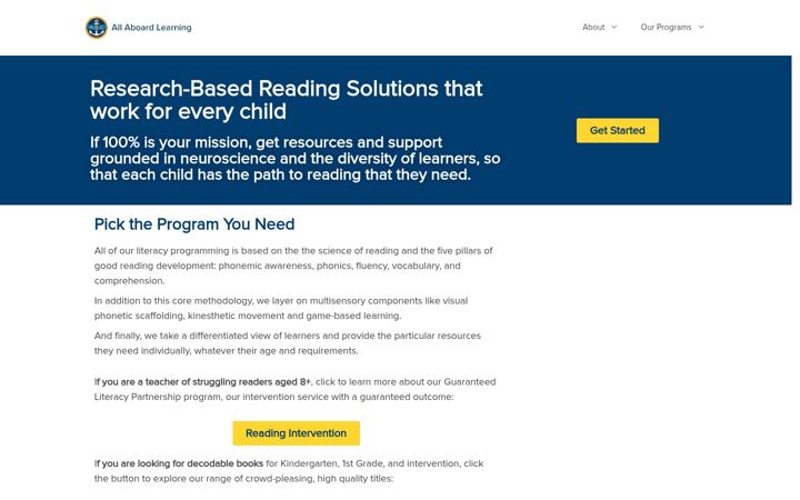 Screenshot of allaboardlearning.us