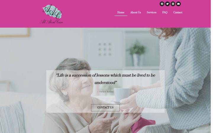 Screenshot of allaboutcare.org.uk