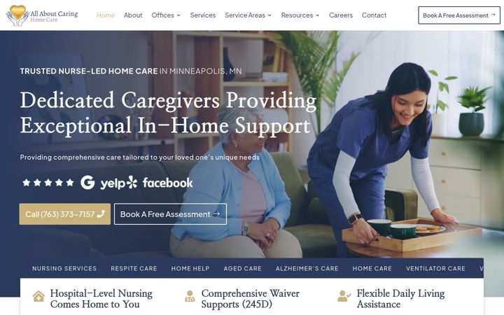 Screenshot of allaboutcaringmntc.com