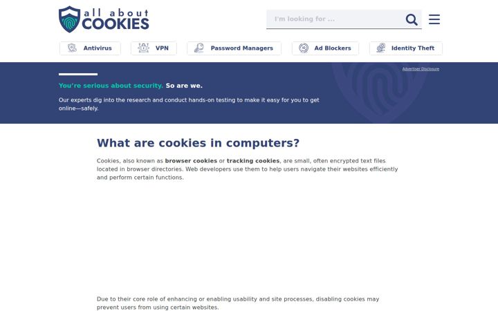 Екранна снимка на allaboutcookies.org