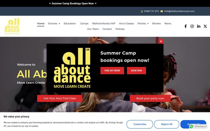Screenshot of allaboutdanceuk.com