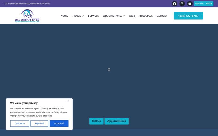 Screenshot of allabouteyesvet.com