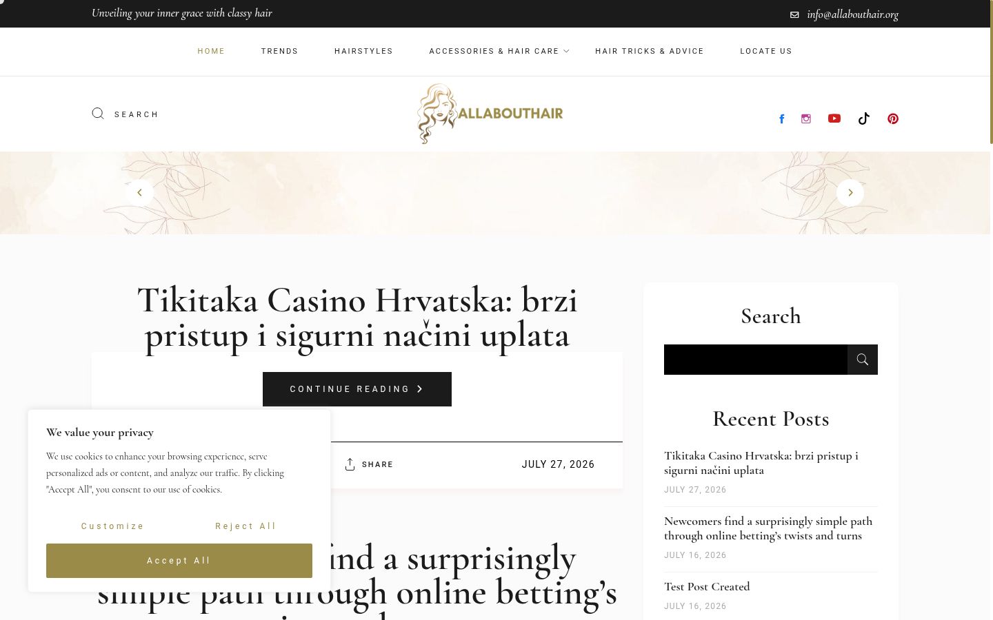 Screenshot del banner di consenso mostrato prima di qualsiasi interazione