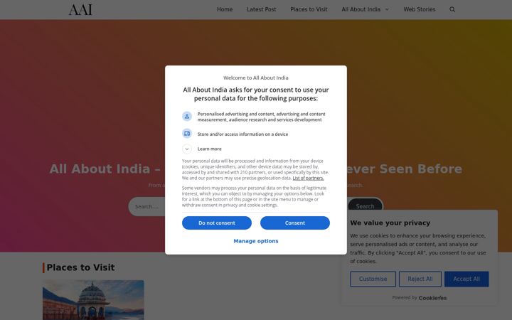 Screenshot of allaboutindia.co.in