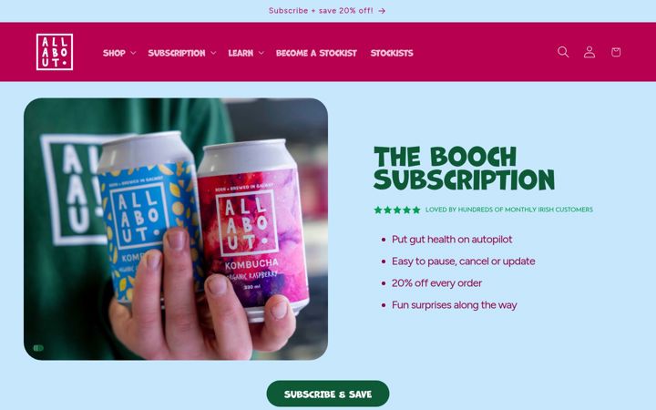 Snímek obrazovky allaboutkombucha.ie