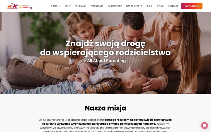 Captură de ecran a allaboutparenting.pl