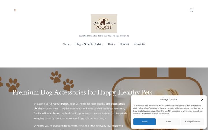 Captură de ecran a allaboutpooch.com