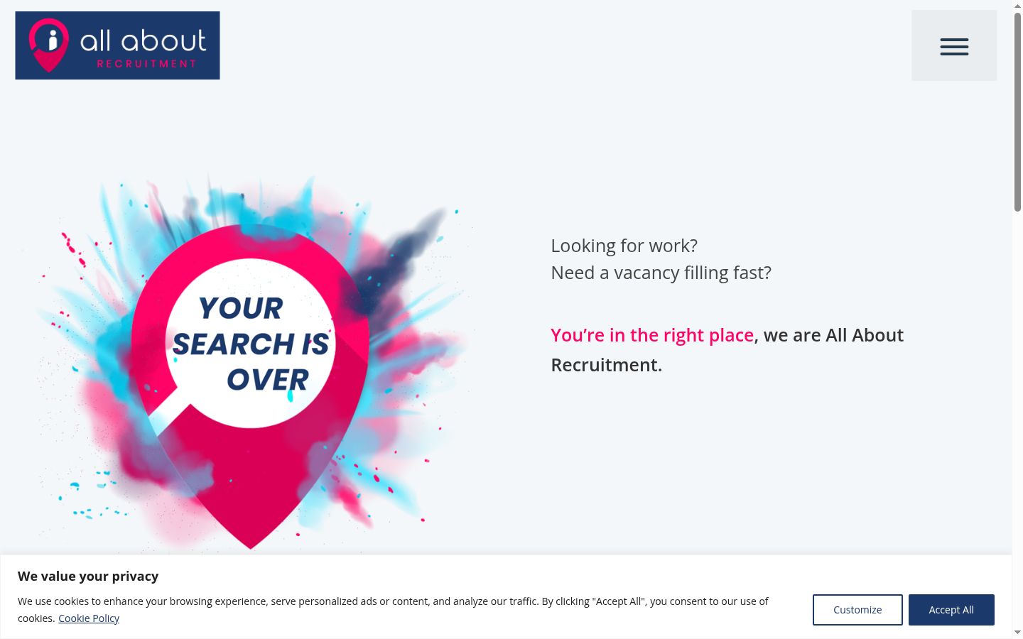 Screenshot del banner di consenso mostrato prima di qualsiasi interazione