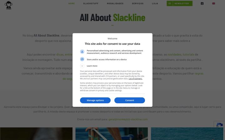 Screenshot of allaboutslackline.pt