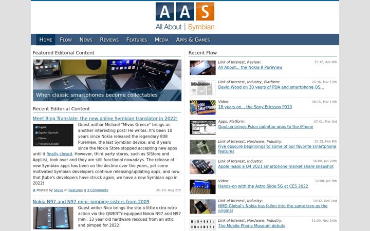 Screenshot ta' allaboutsymbian.com