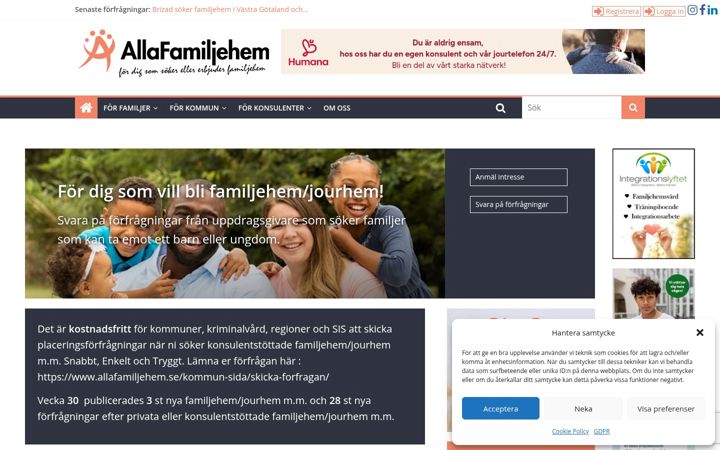 Screenshot of allafamiljehem.se