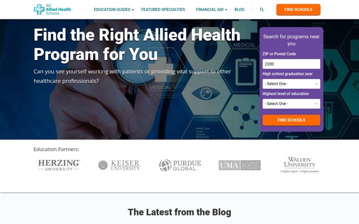 Screenshot of allalliedhealthschools.com