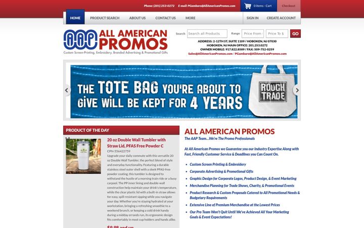 Ekrano kopija allamericanpromos.com