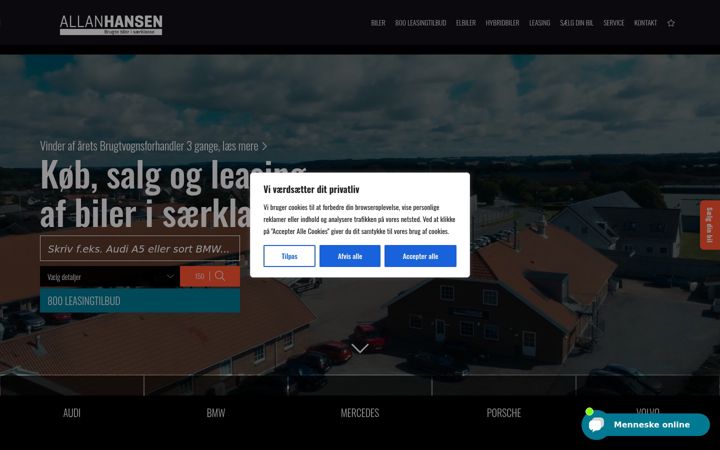 Ekrano kopija allan-hansen.dk