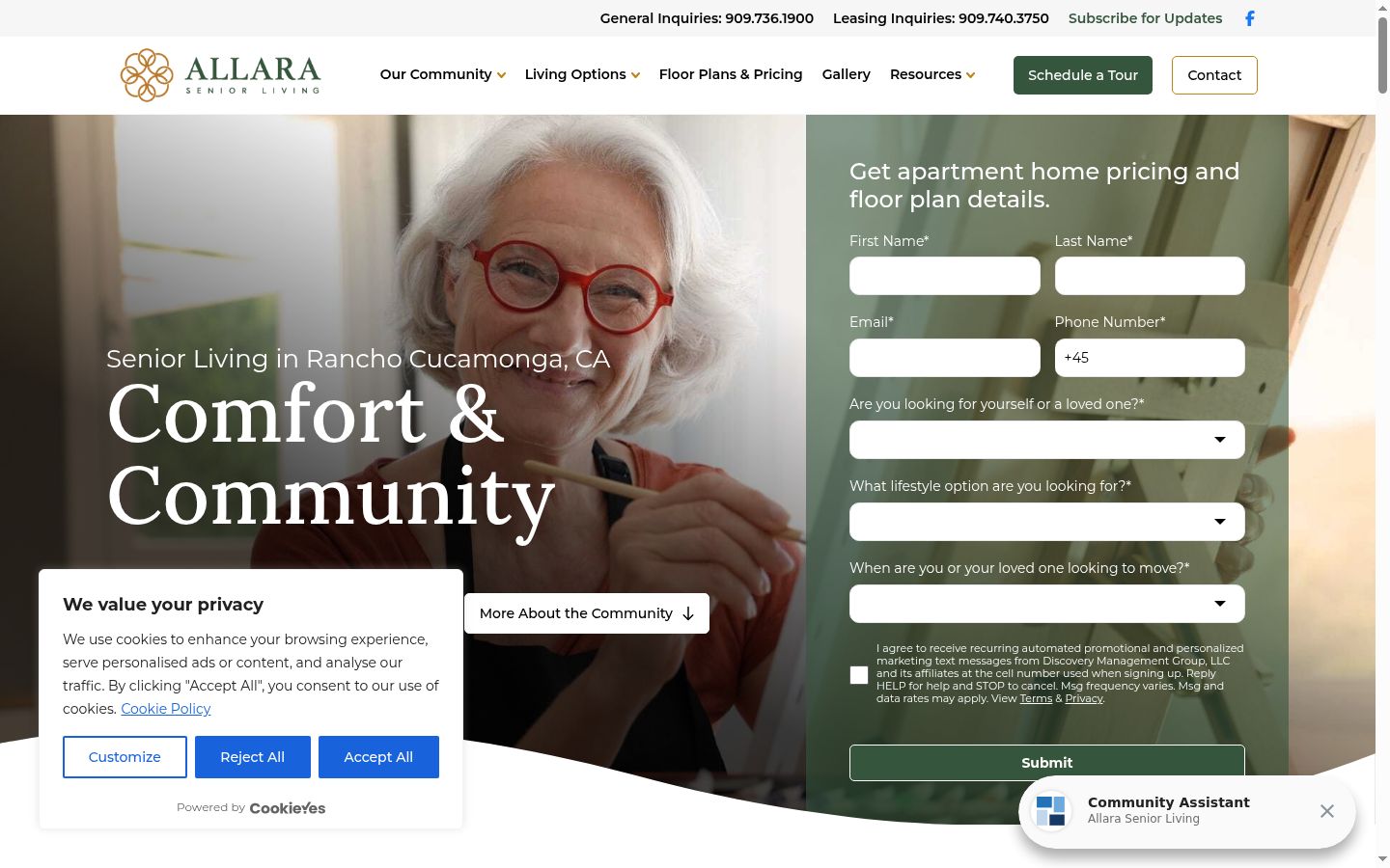 Screenshot del banner di consenso mostrato prima di qualsiasi interazione