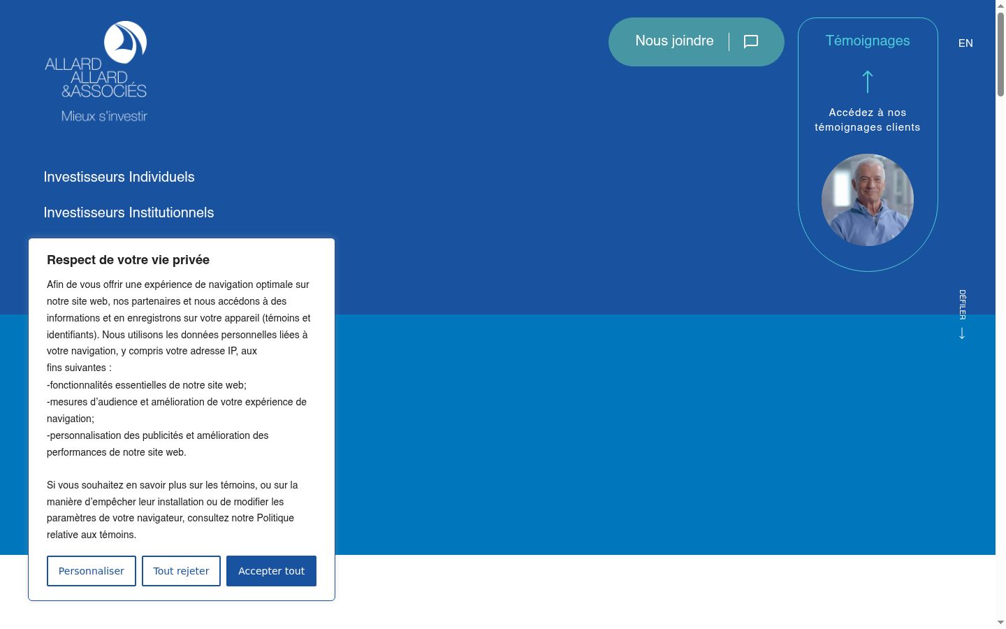Screenshot des Einwilligungsbanners vor jeglicher Interaktion