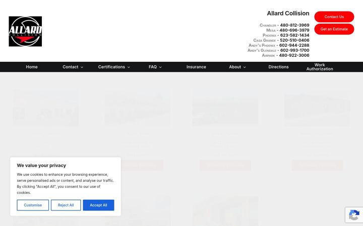 Screenshot of allardcollision.com