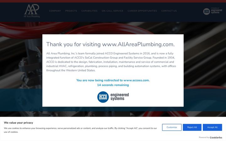 Screenshot of allareaplumbing.com