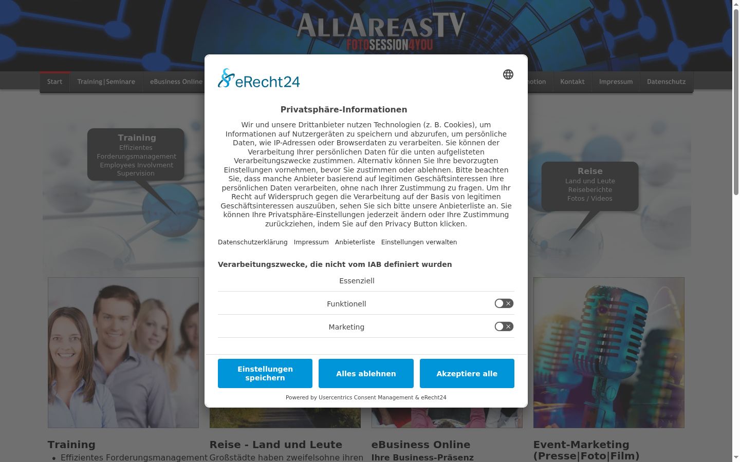 Screenshot of the consent banner shown before any interaction