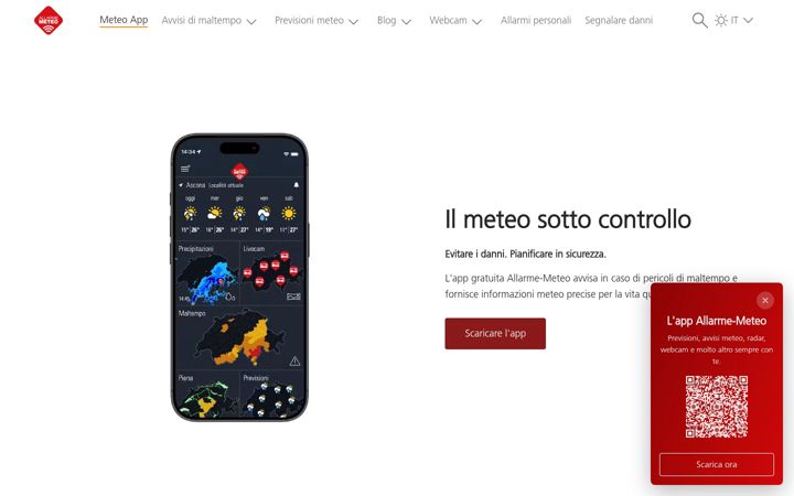 Captura de pantalla de allarmemeteo.ch
