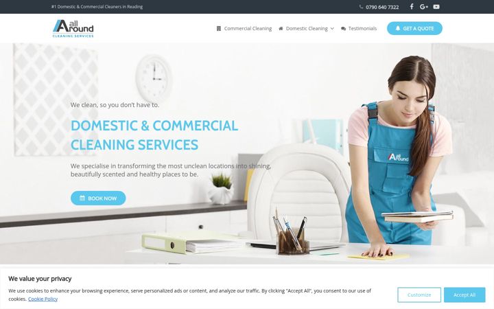 Screenshot of allaroundcleaning.co.uk
