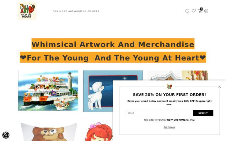 Screenshot of allartfromtheheart.com