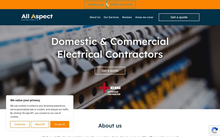 Screenshot of allaspectcontractors.co.uk