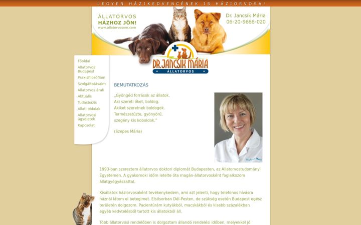 Screenshot of allatorvosom.com