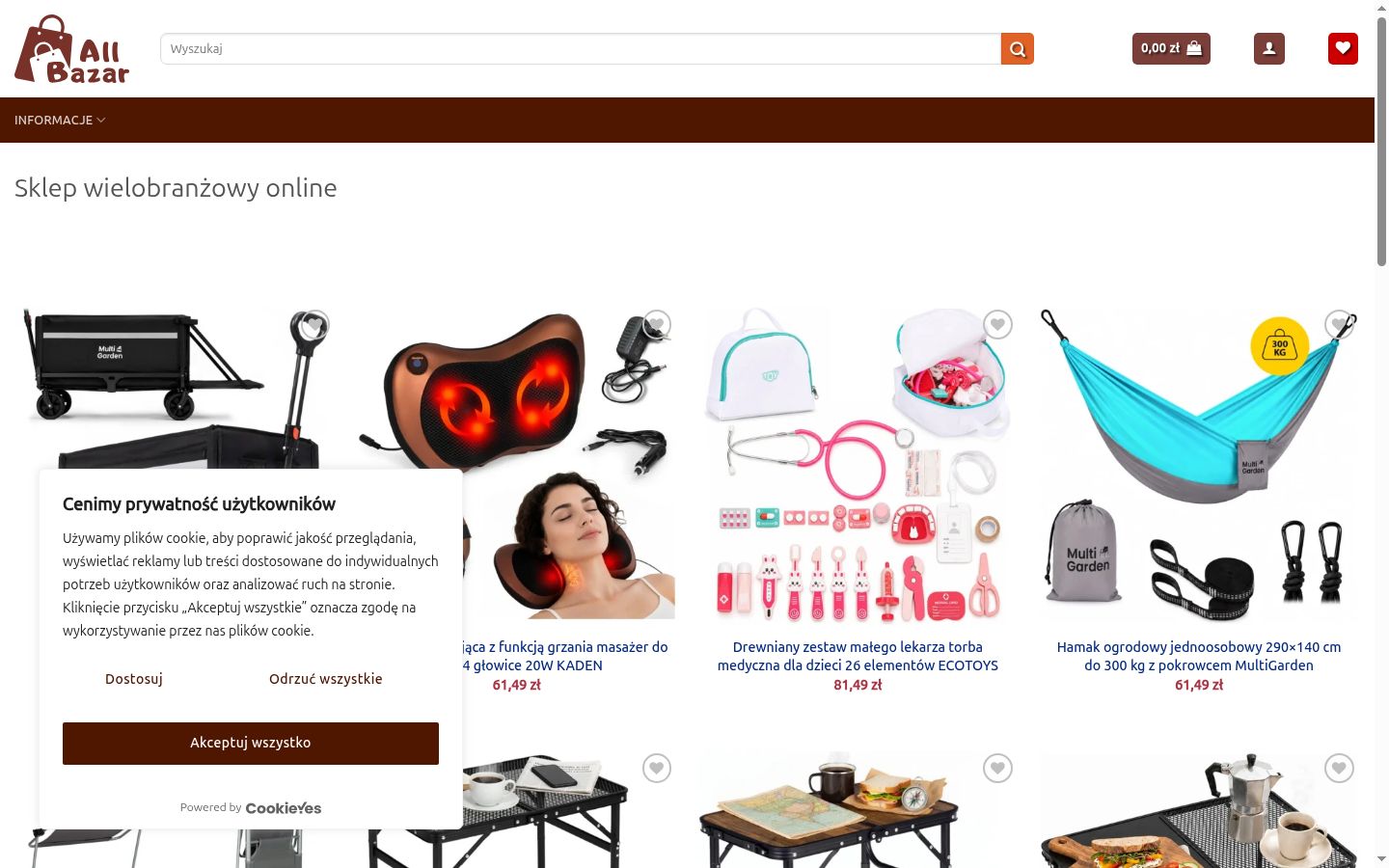 Screenshot del banner di consenso mostrato prima di qualsiasi interazione