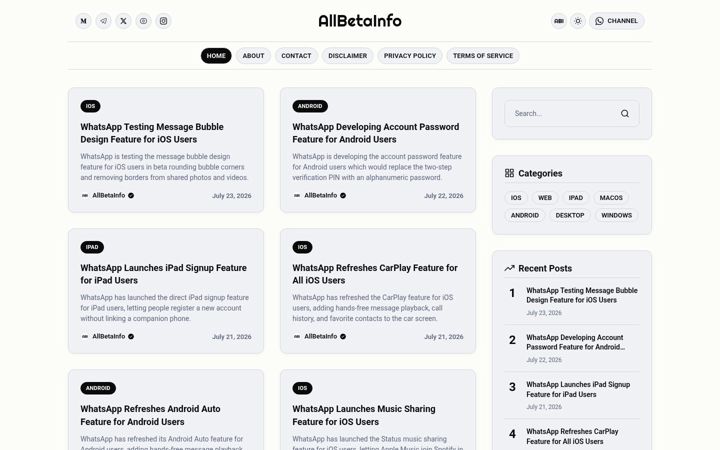 Screenshot of allbetainfo.com