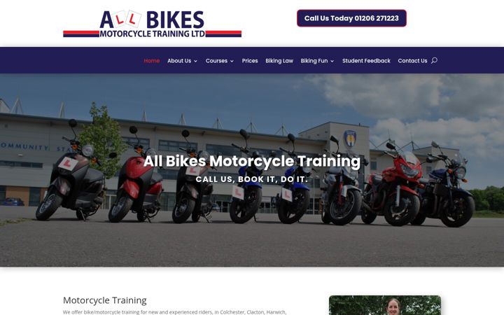 Screenshot of allbikesmotorcycletraining.co.uk