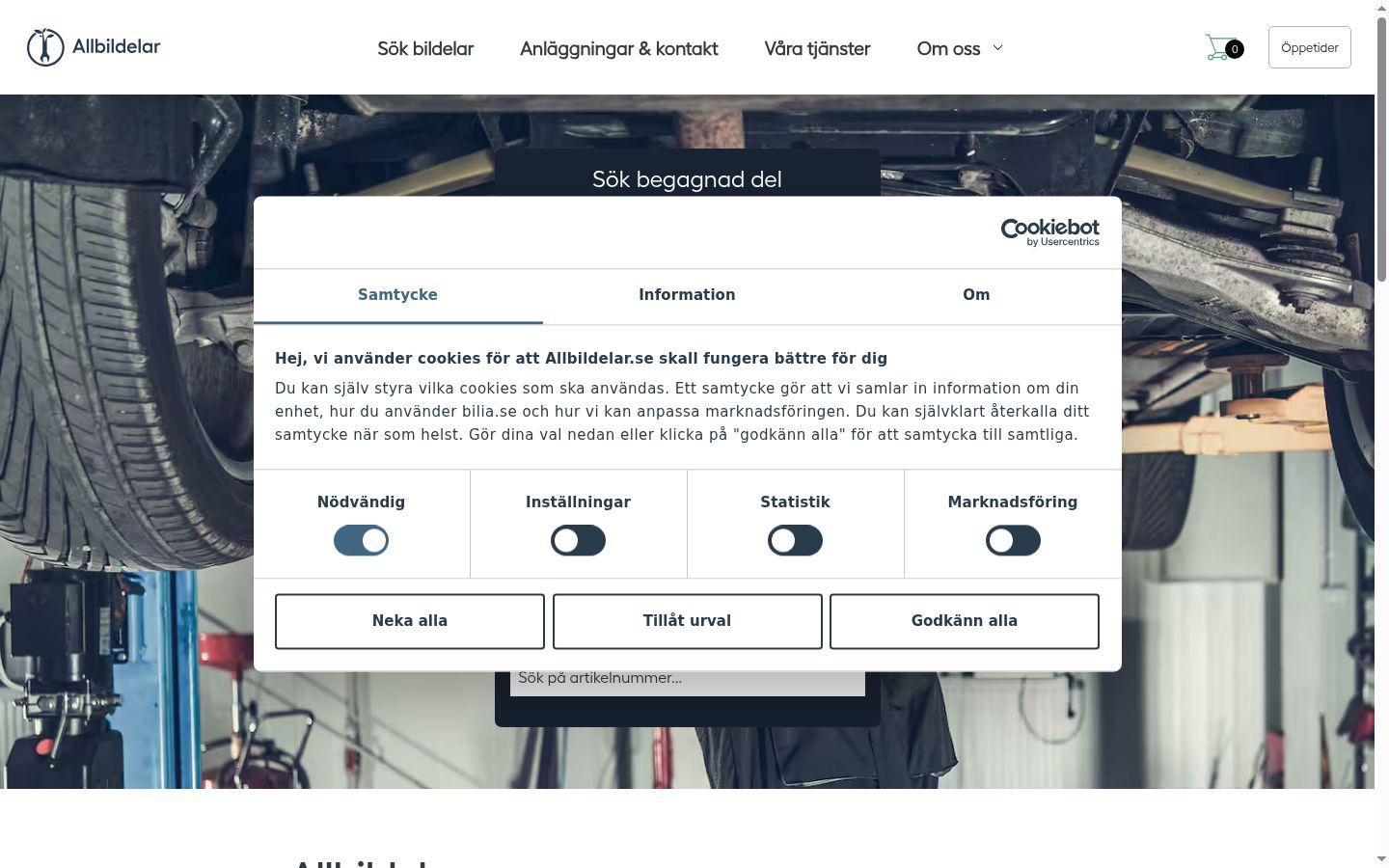 Screenshot of the consent banner shown before any interaction