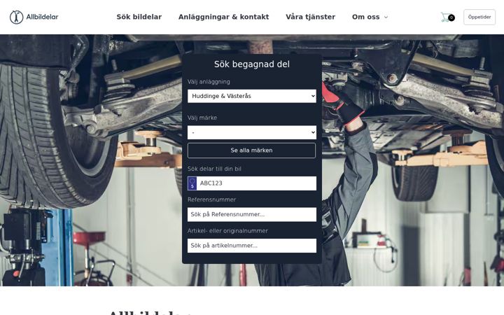 Screenshot of allbildelar.se