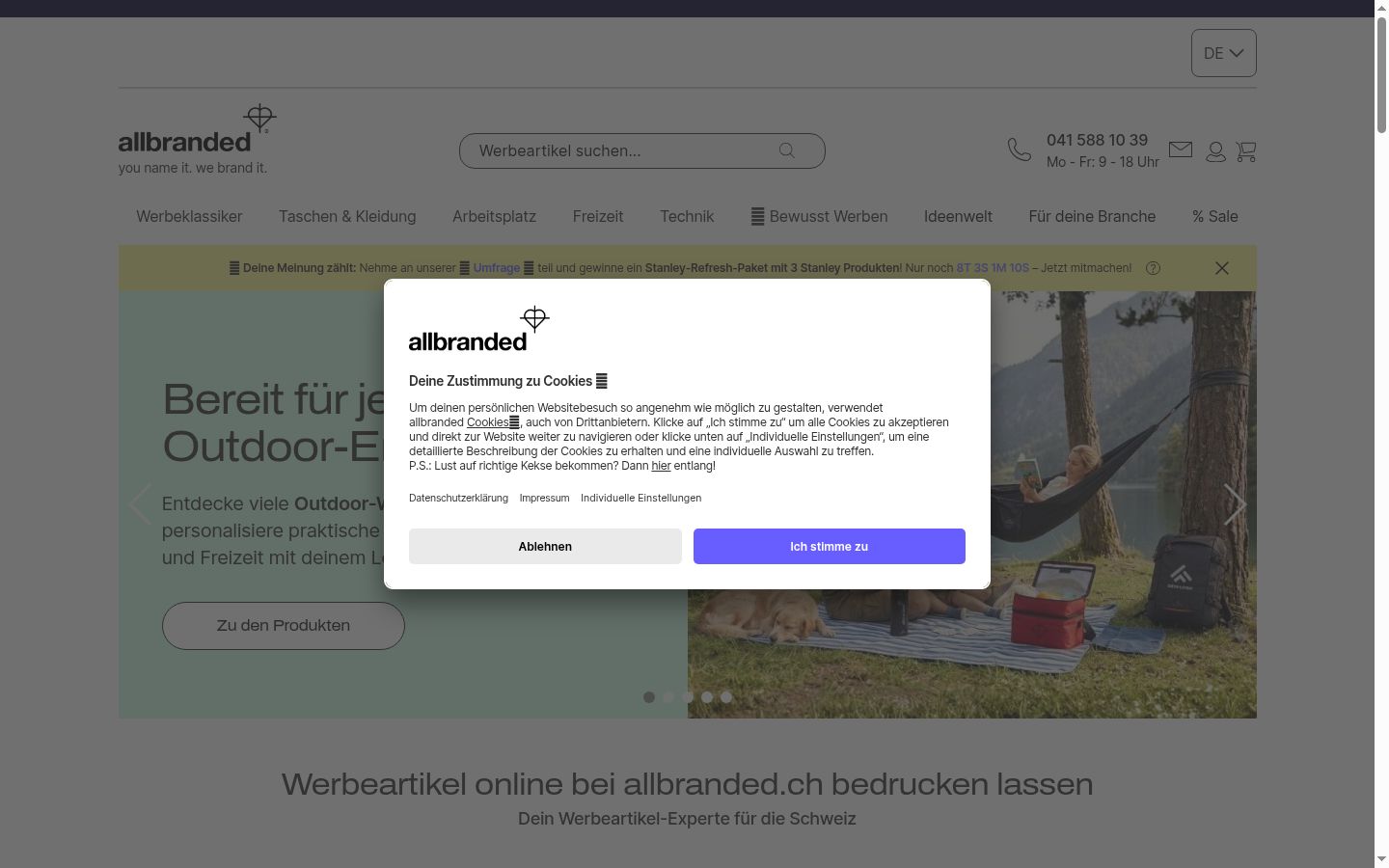 Skjermbilde av samtykkebanneret slik det vises før noen interaksjon