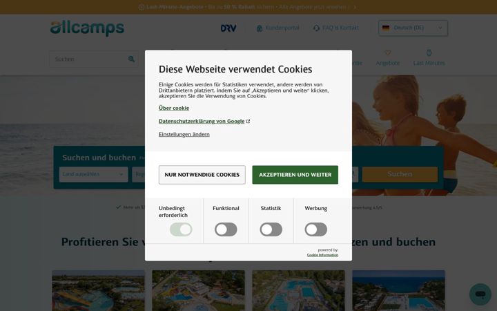 Screenshot of allcamps.de