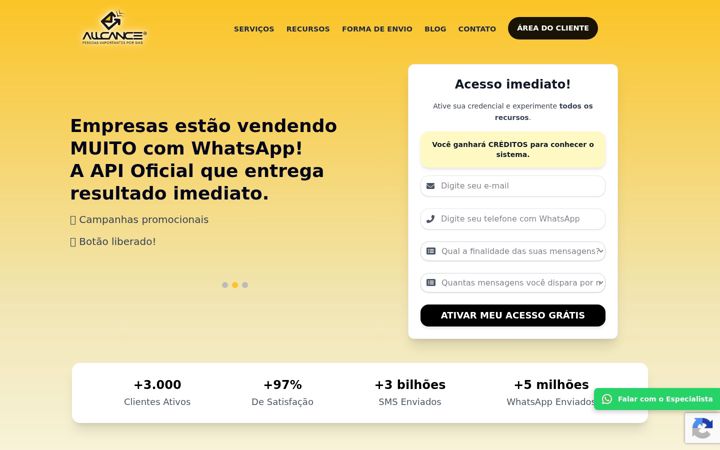 Screenshot stránky allcancesms.com.br