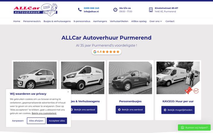 Kuvakaappaus sivustosta allcar.nl