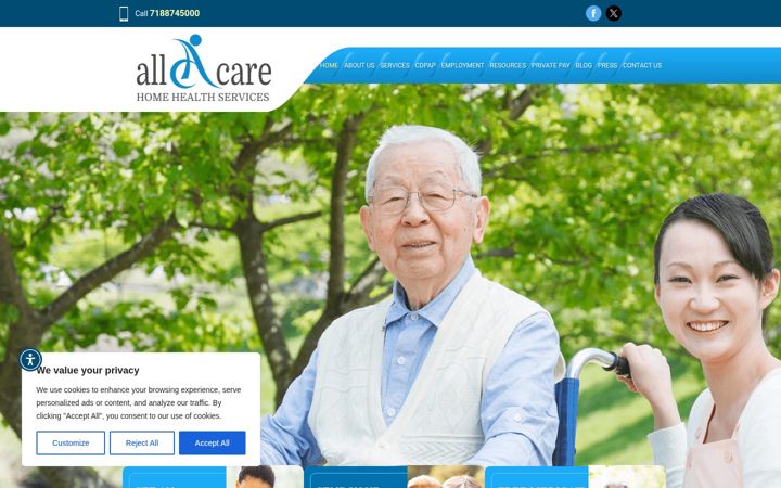 Kuvakaappaus sivustosta allcarehc.com