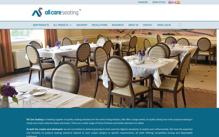 Screenshot of allcareseating.com