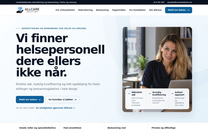 Screenshot of allcaresolutions.no