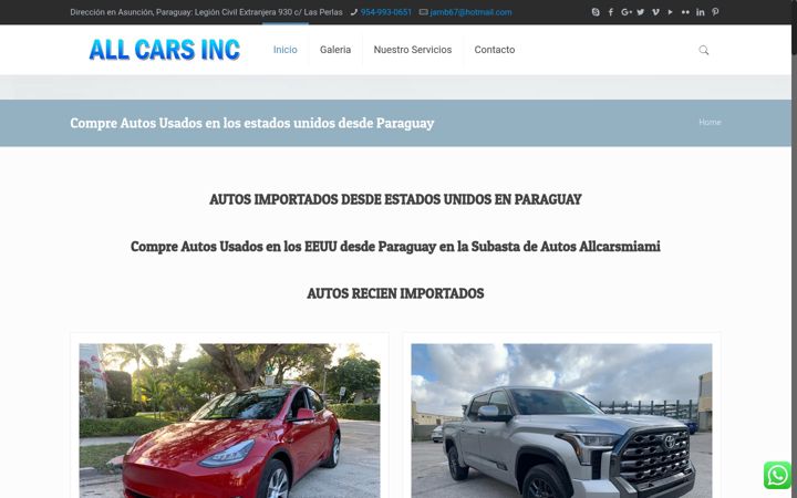 Kuvakaappaus sivustosta allcarsmiami.com